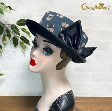 画像5: 猫かぶらニャいと！モダンハット(猫まみれ)/黒ブリム (5)