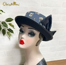 画像16: 猫かぶらニャいと！モダンハット(猫まみれ)/黒ブリム (16)