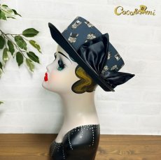 画像6: 猫かぶらニャいと！モダンハット(猫まみれ)/黒ブリム (6)