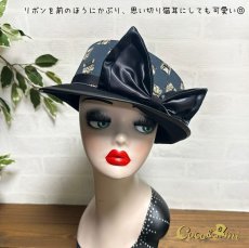 画像8: 猫かぶらニャいと！モダンハット(猫まみれ)/黒ブリム (8)