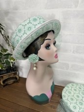 画像8: 【ここあみ気まぐれ祭り】アンティークワンピのミントハット【リユース生地】※お問合せください (8)