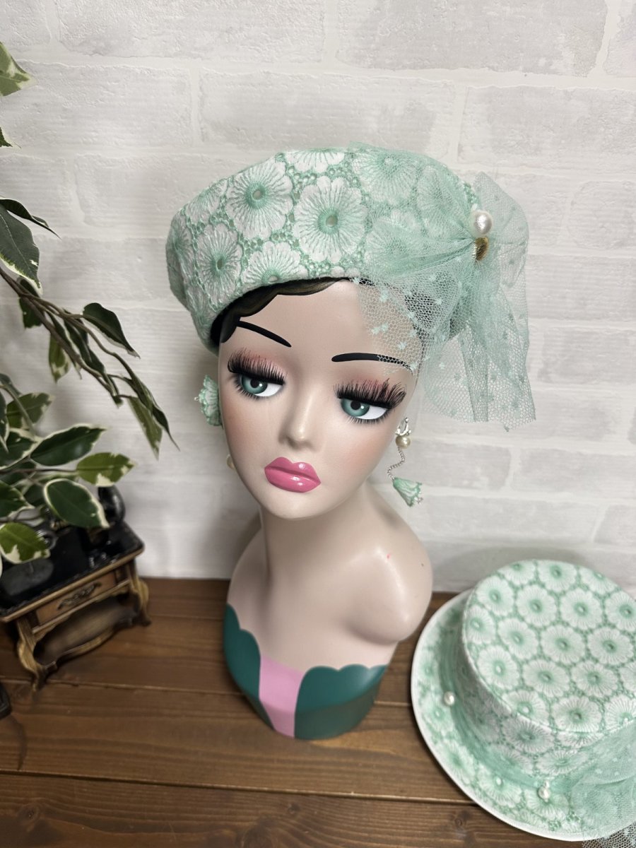 画像5: 【ここあみ気まぐれ祭り】アンティークワンピのミントベレー【リユース生地】 (5)