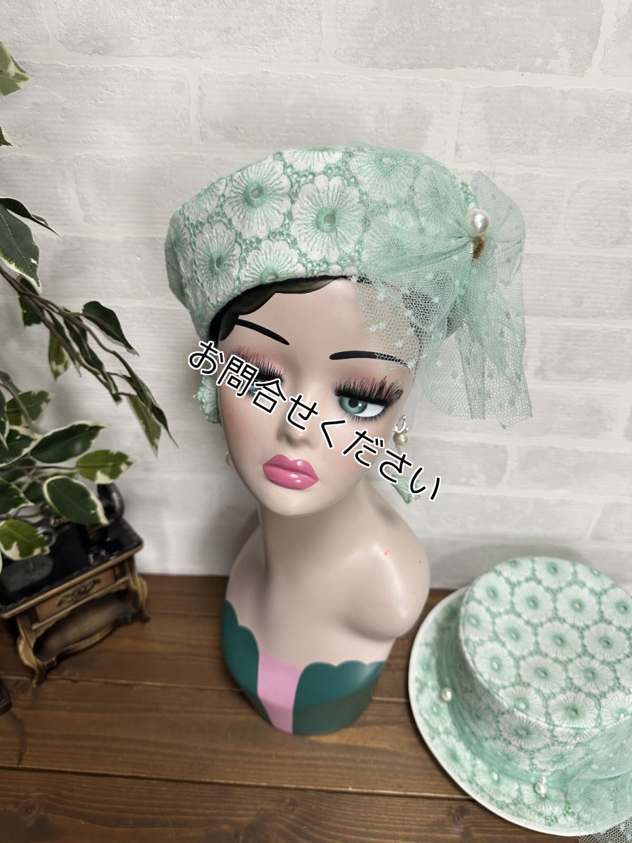 画像5: 【ここあみ気まぐれ祭り】アンティークワンピのミントベレー【リユース生地】 (5)