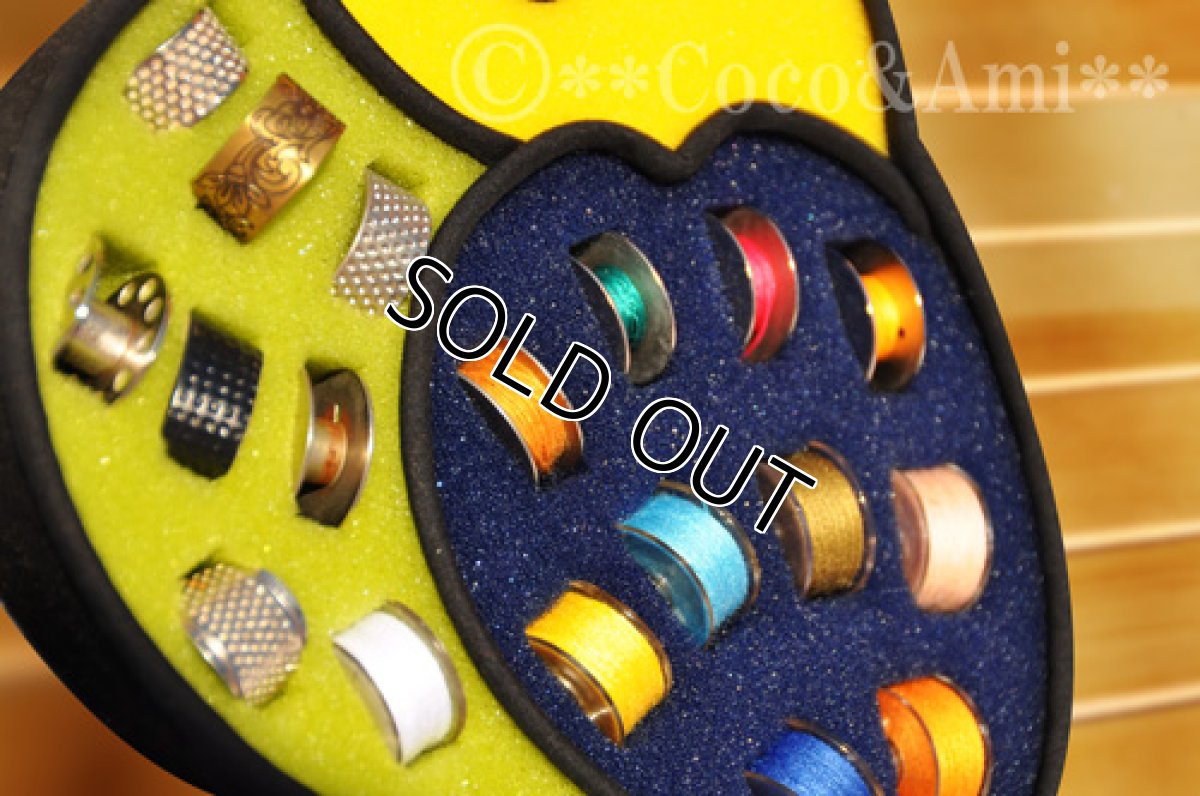 画像3: 鳥のボビン収納ケース(A・グリーン×ネイビー) (3)