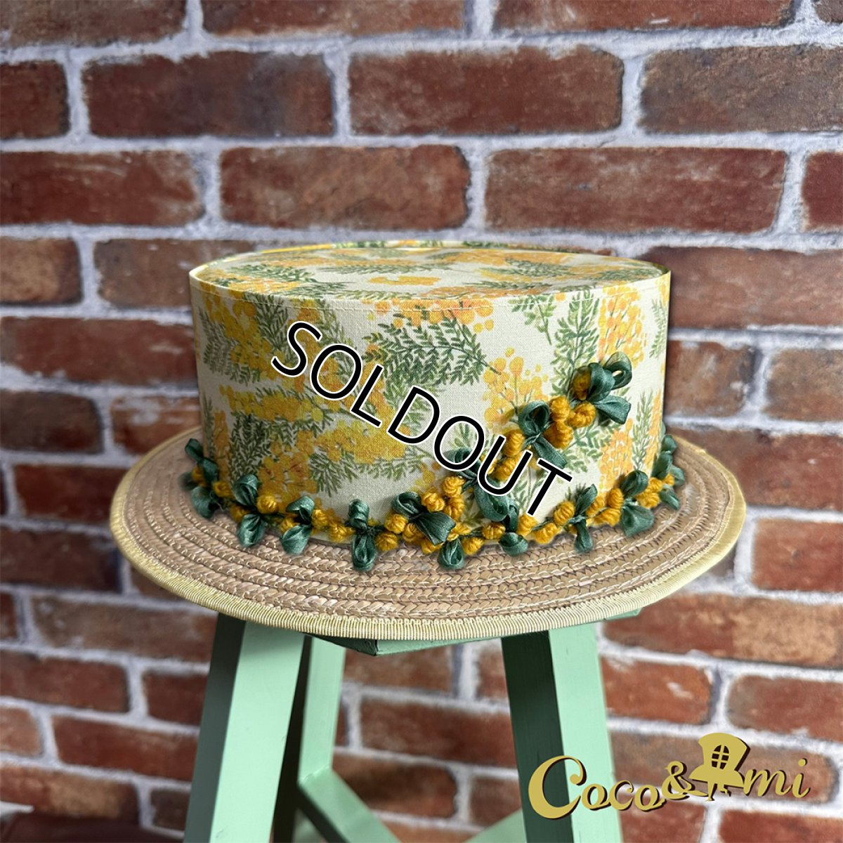 画像2: 【期間限定・レア物】春の花(ミモザ)/ハット(麦わらブリム)_生成 (2)