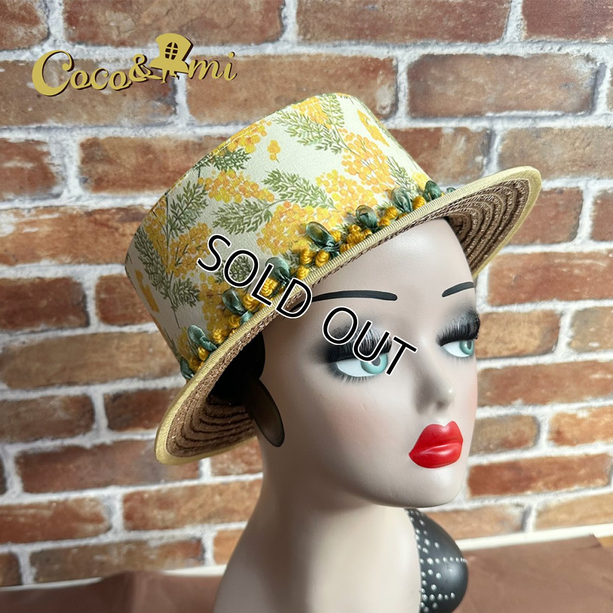 画像2: 【期間限定・レア物】春の花(ミモザ)/ハット(麦わらブリム)_モカ※公式限定カラー (2)