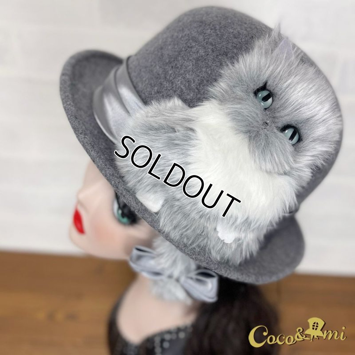 画像2: 猫かぶらニャいと！冬ハット（杢グレーボーラー） (2)