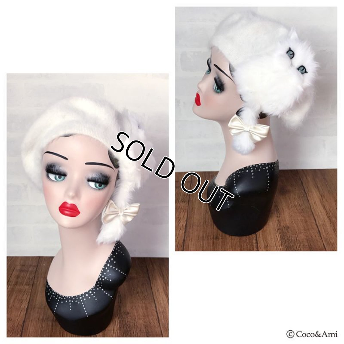 画像2: 猫かぶらニャいと！ベレー（ホワイト） (2)