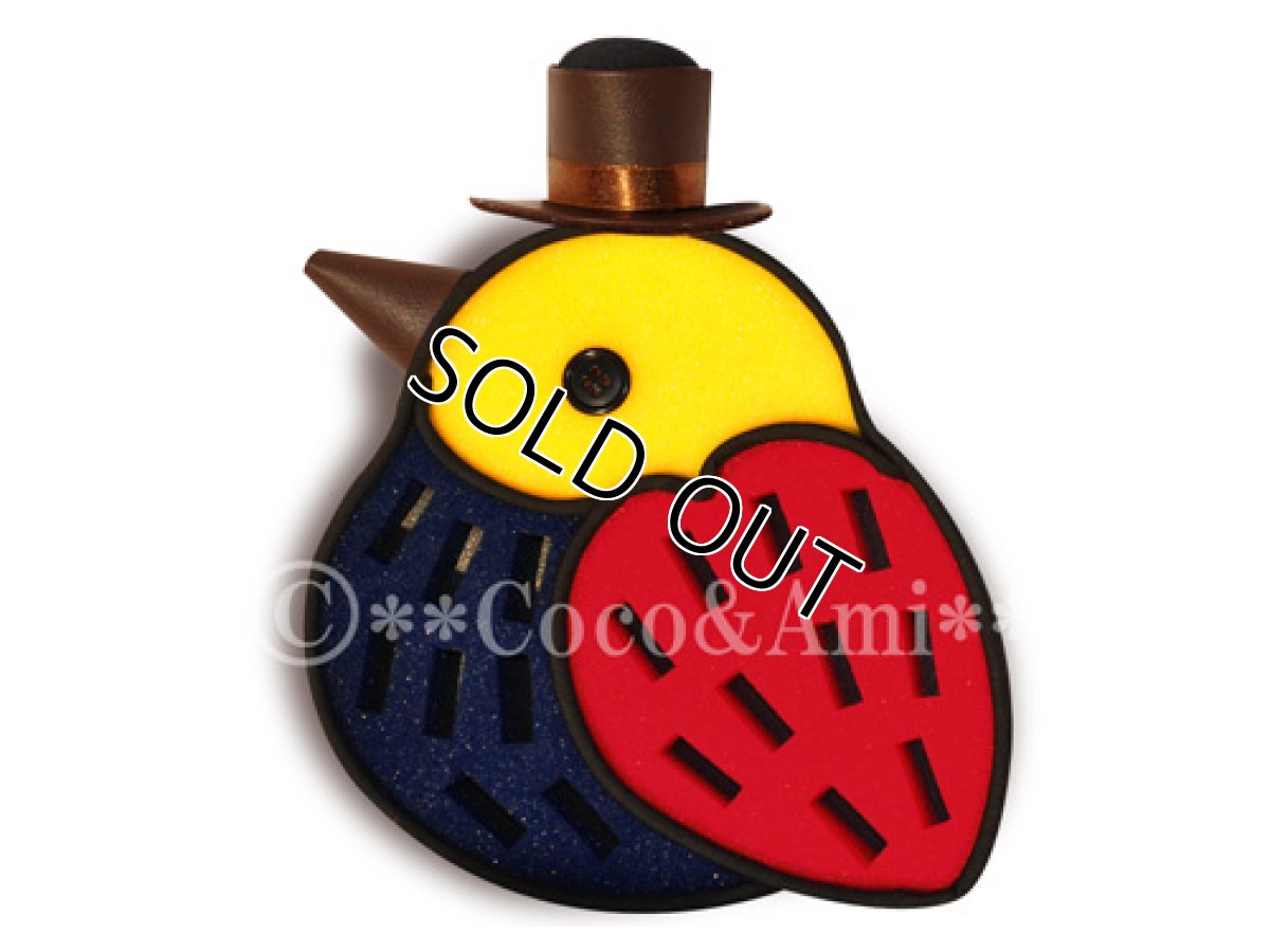 画像2: 鳥のボビン収納ケース(C・ネイビー×ピンク) (2)