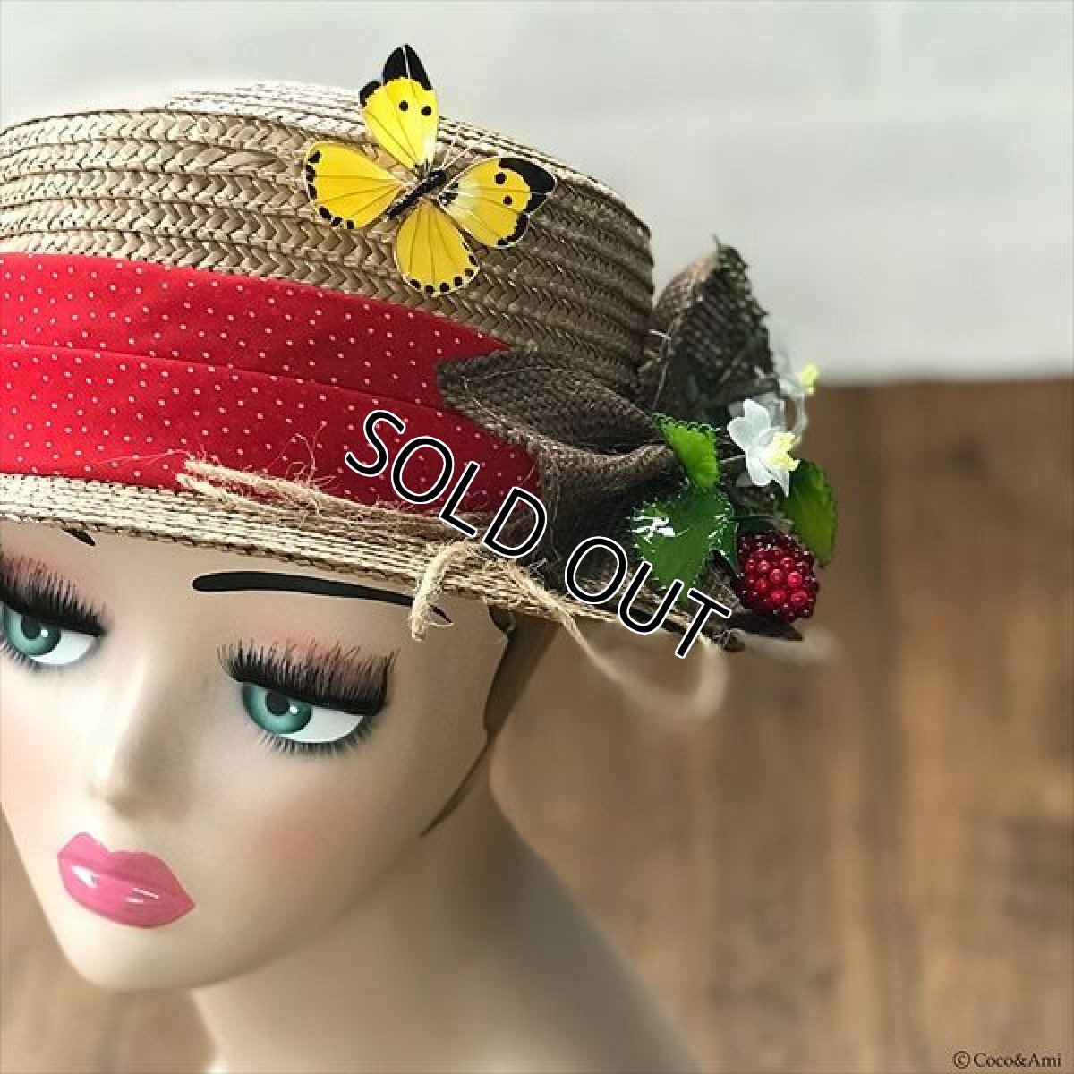 画像2: ストロー(ベリー)ハット(モカ×モンキチョウ) (2)